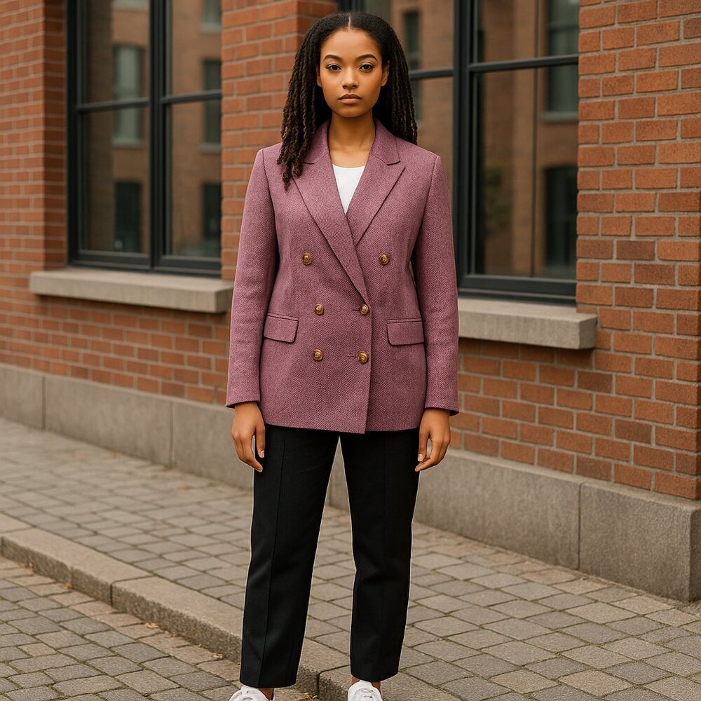 J.Crew Bristol Women's Double Breasted Blazer in Lilac Herringbone Wool Size 12
